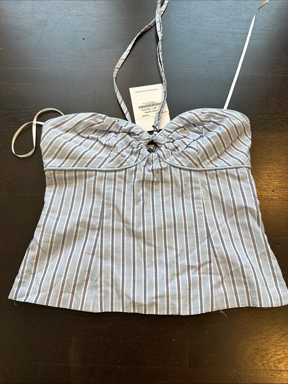 Princess Polly Striped Blue Halter Bustier Top